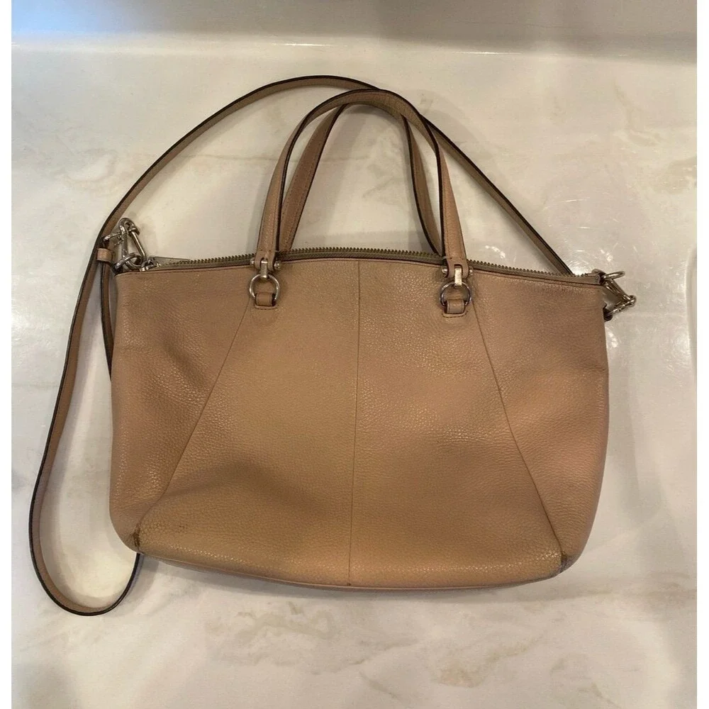 Coach Prairie Satchel Crossbody Nude‎ Pink Cream Leather Tote Shoulder Bag